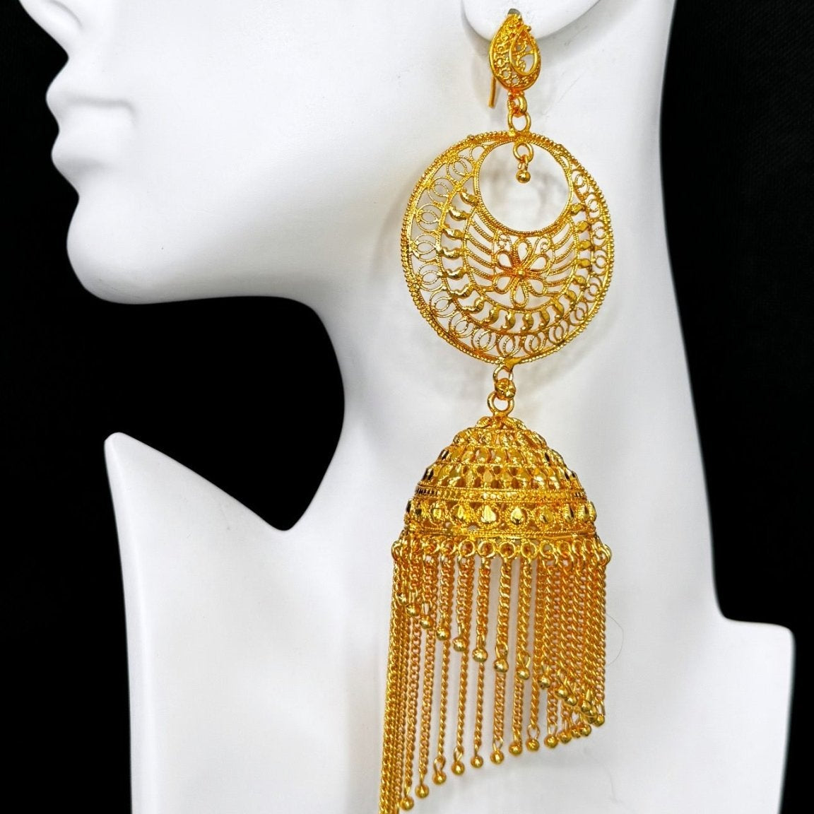 Oversized Jhumka Gold Earrings - Trufacebygrace