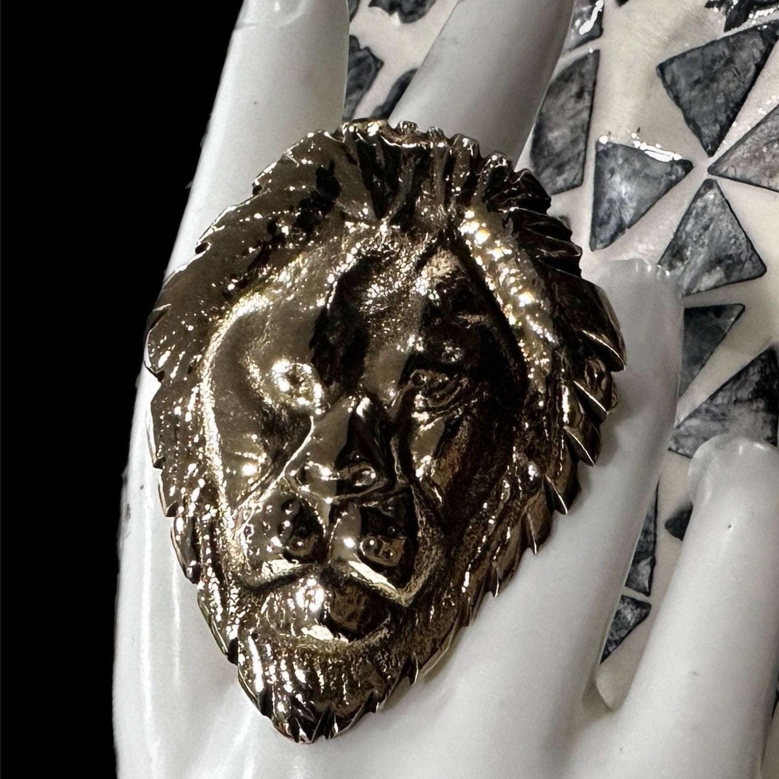 Oversized Lion head brass adjustable ring - Trufacebygrace