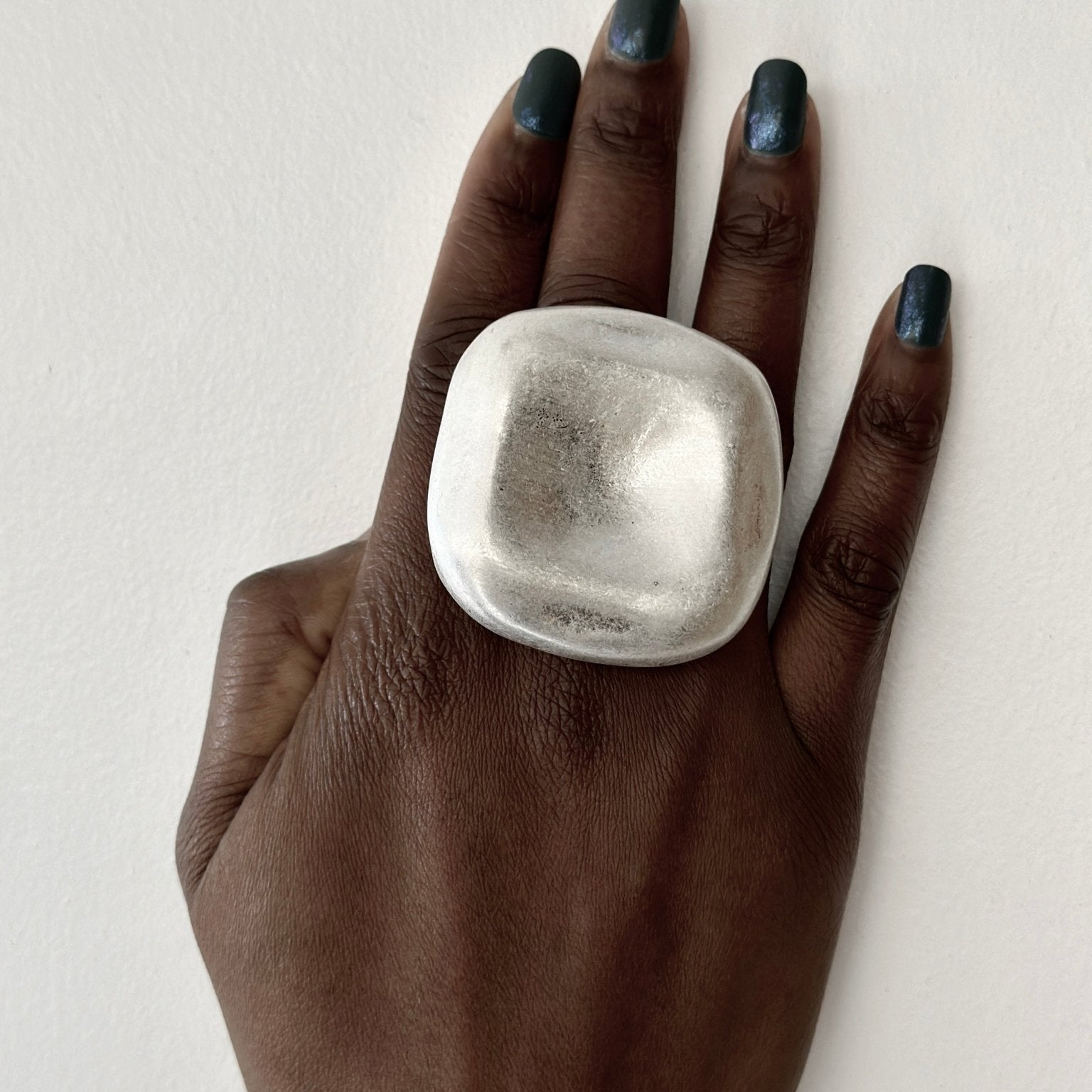 Oversized Majestic Square Brushed Metal Ring - Trufacebygrace