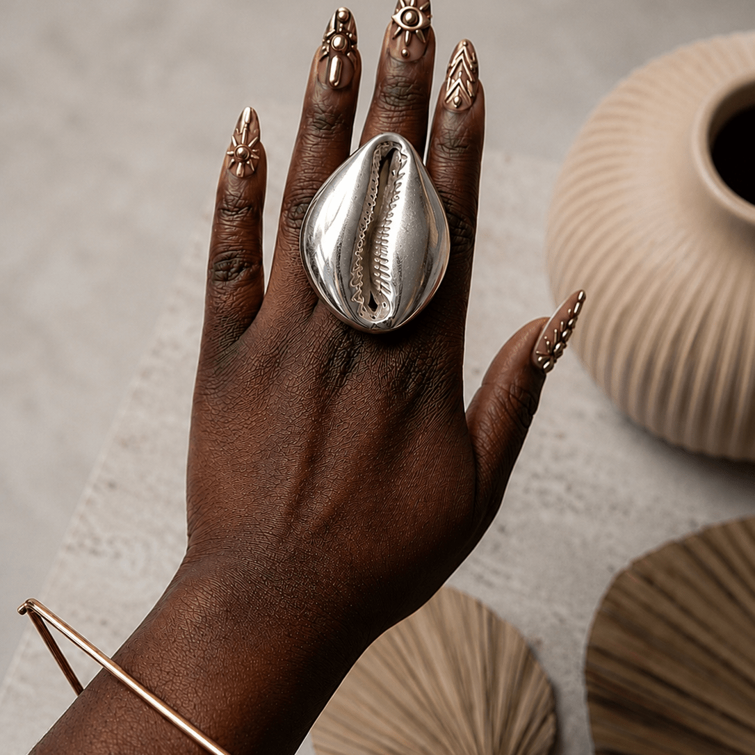 Oversized Metal Cowry Ring - Trufacebygrace