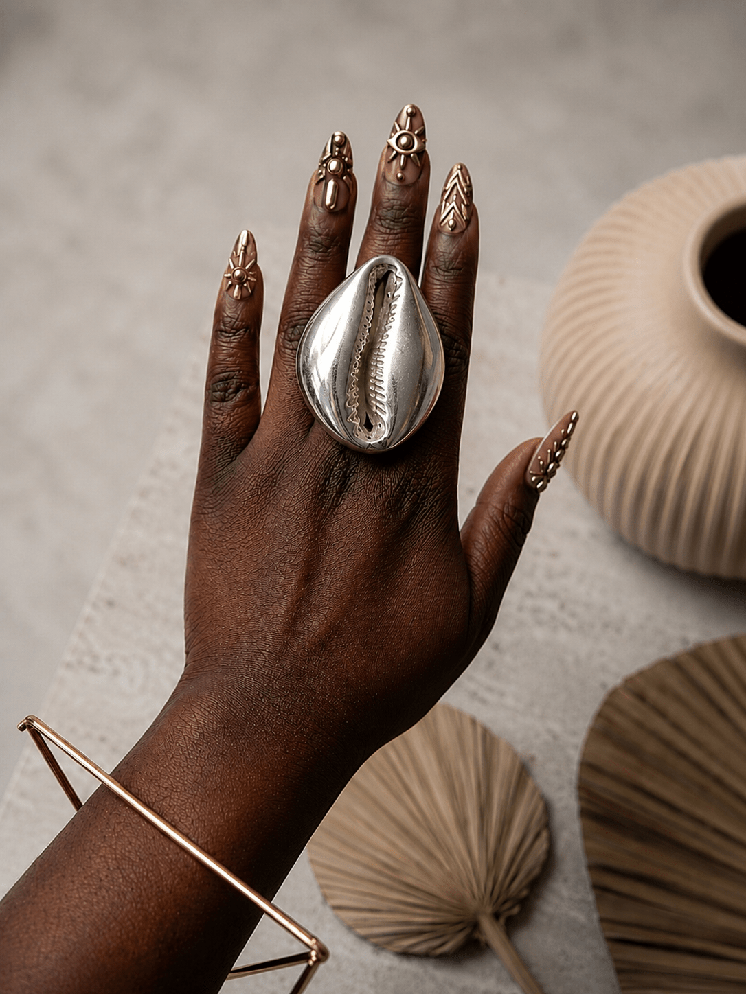 Oversized Metal Cowry Ring - Trufacebygrace