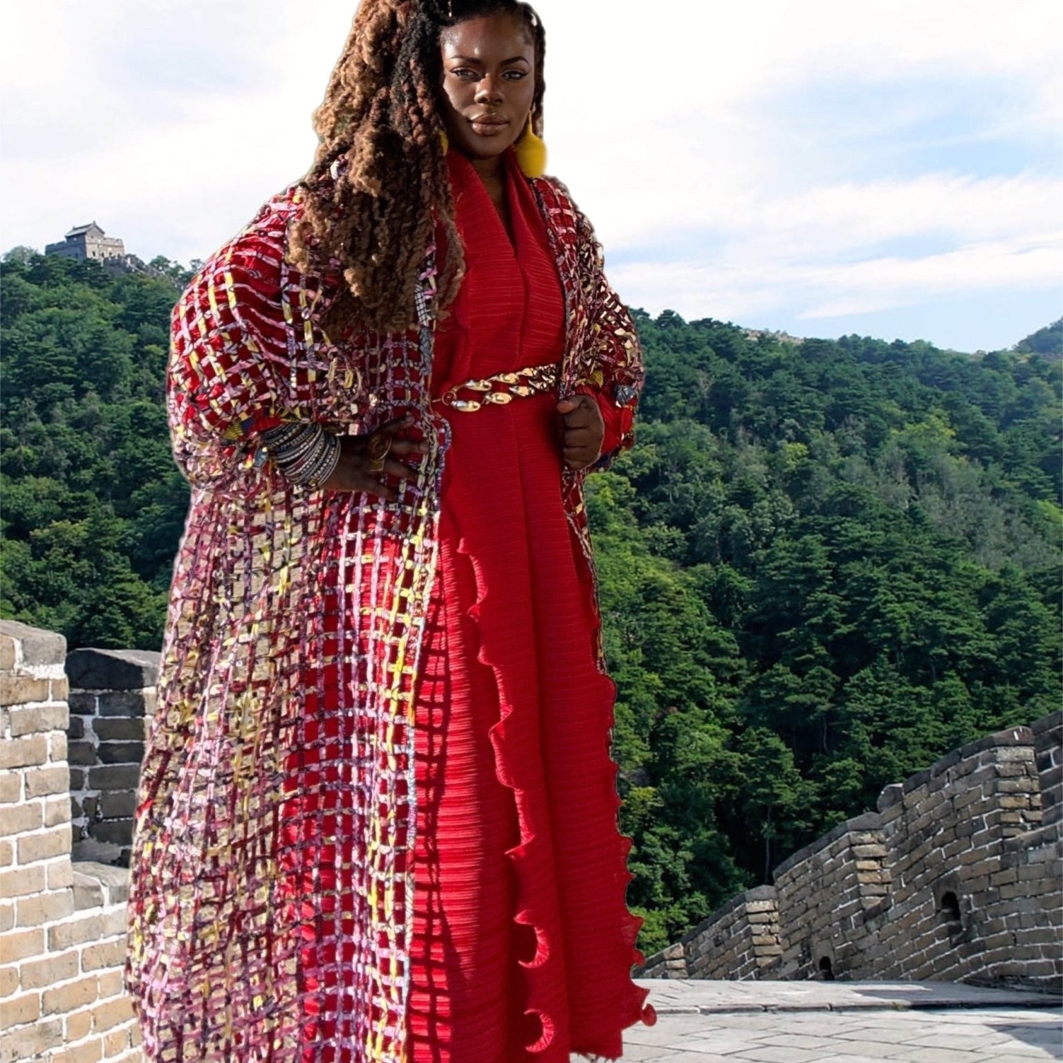 Oversized Puff Sleeves Ankara laced Kimono/ Duster - Trufacebygrace