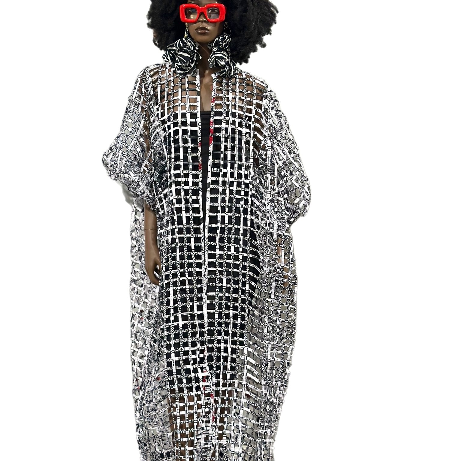 Oversized Puff Sleeves Ankara laced Kimono/ Duster - Trufacebygrace