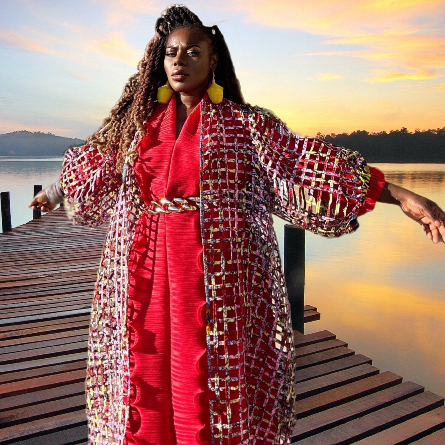 Oversized Puff Sleeves Ankara laced Kimono/ Duster - Trufacebygrace
