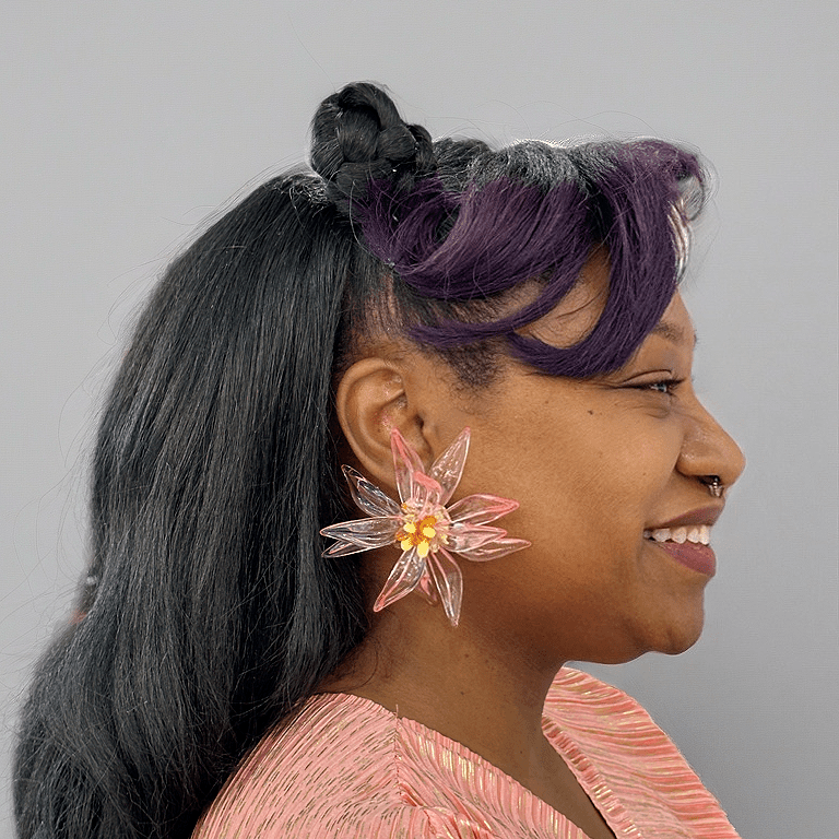Oversized Resin Petal Flower Statement Earrings - Trufacebygrace
