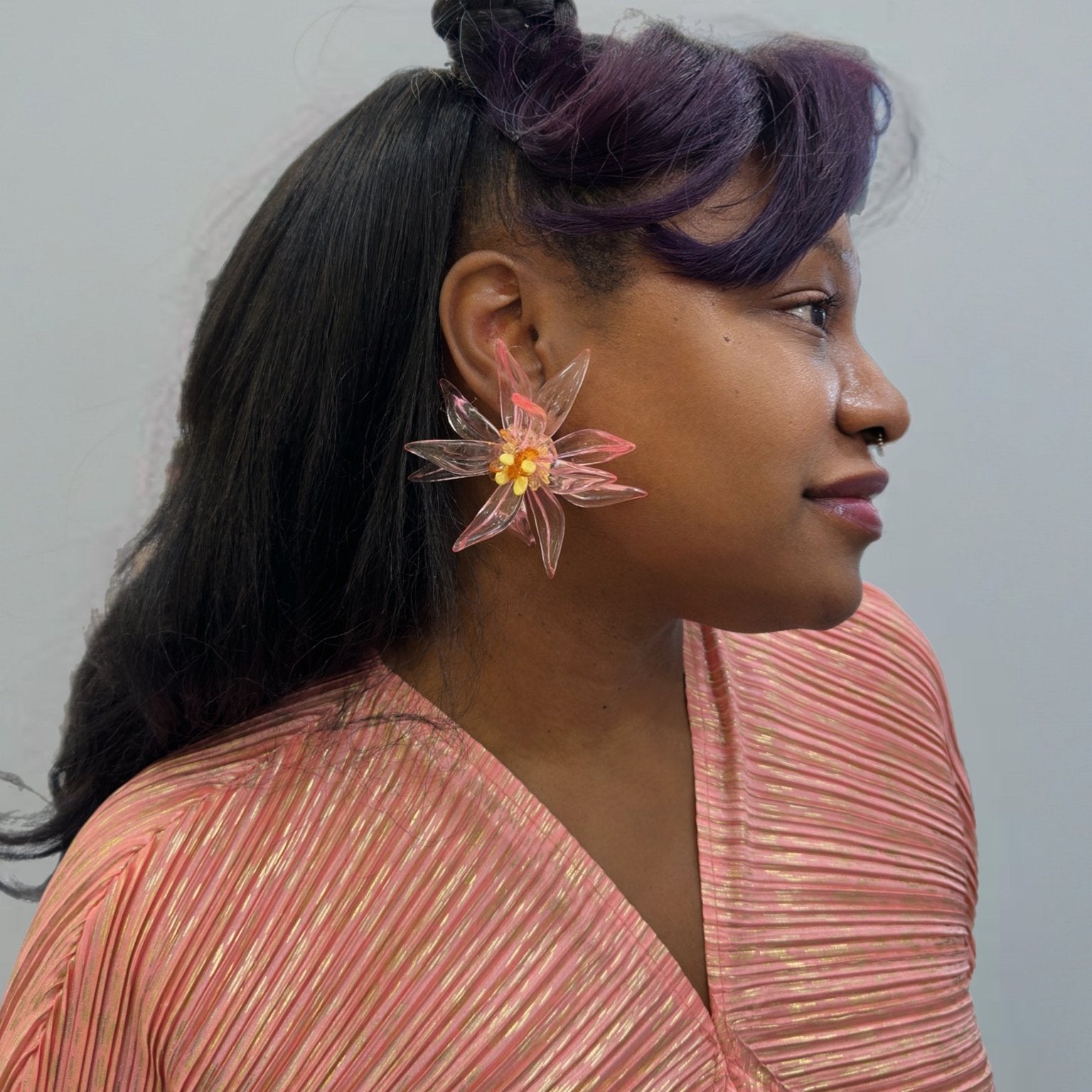 Oversized Resin Petal Flower Statement Earrings - Trufacebygrace