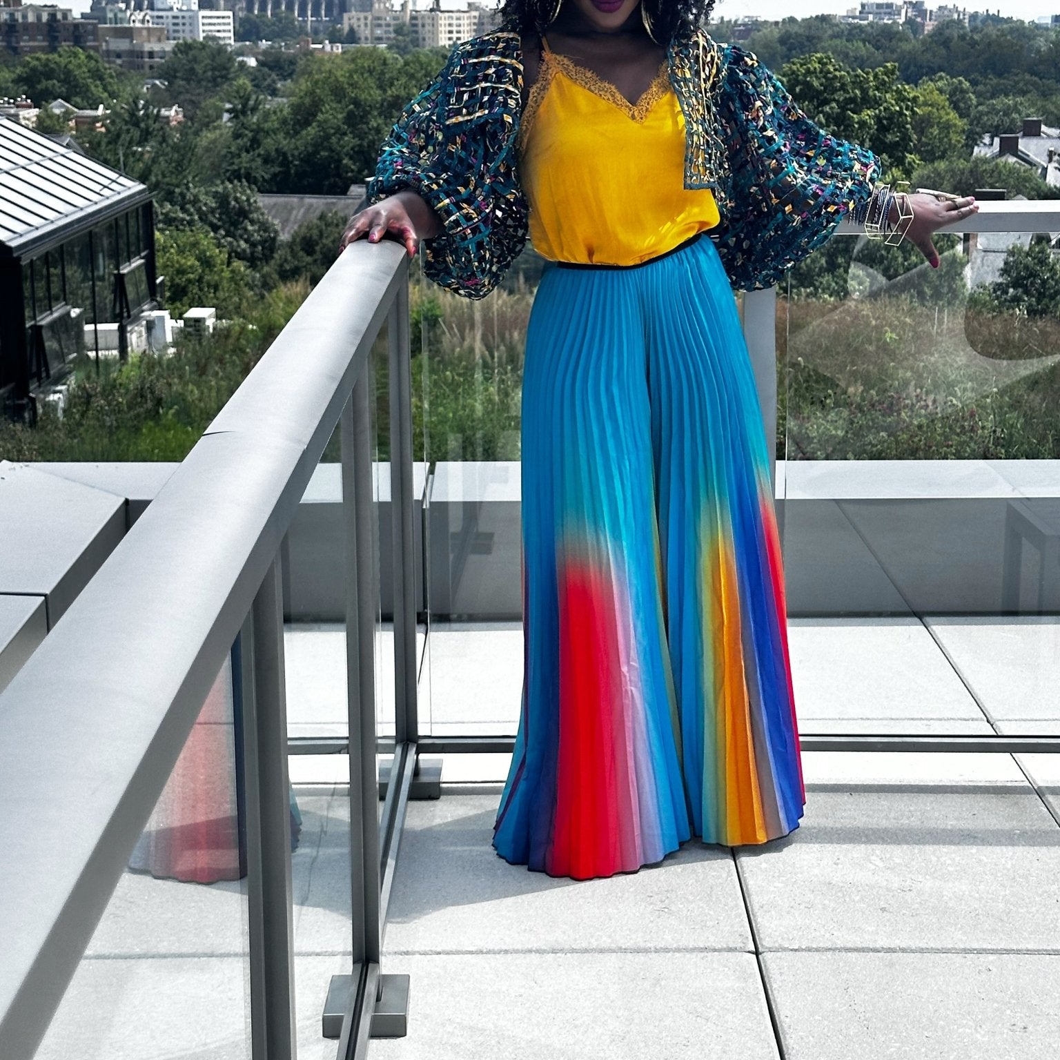 Palazzo Vivid Swirl Pleated Wide Leg Pant - Trufacebygrace