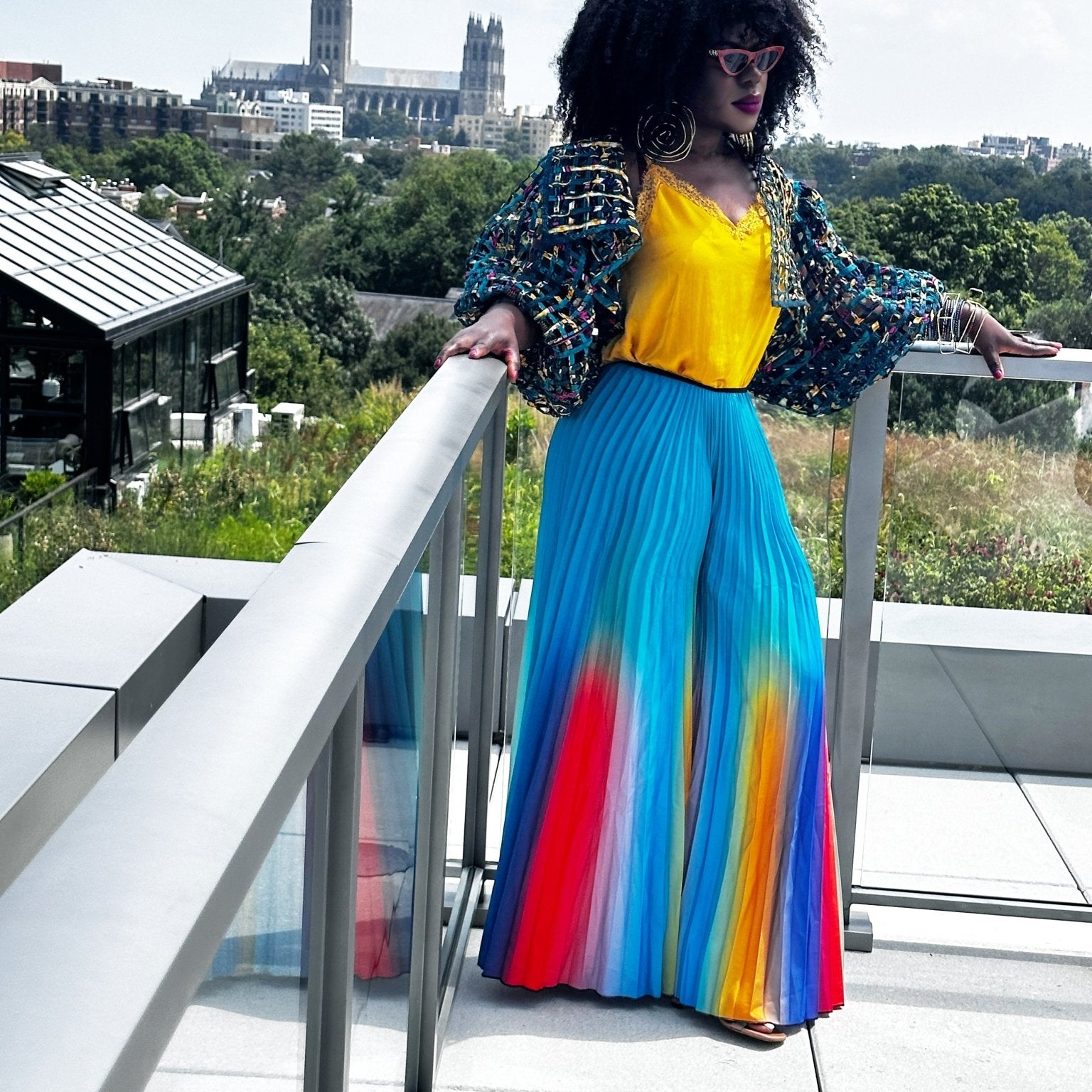 Palazzo Vivid Swirl Pleated Wide Leg Pant - Trufacebygrace