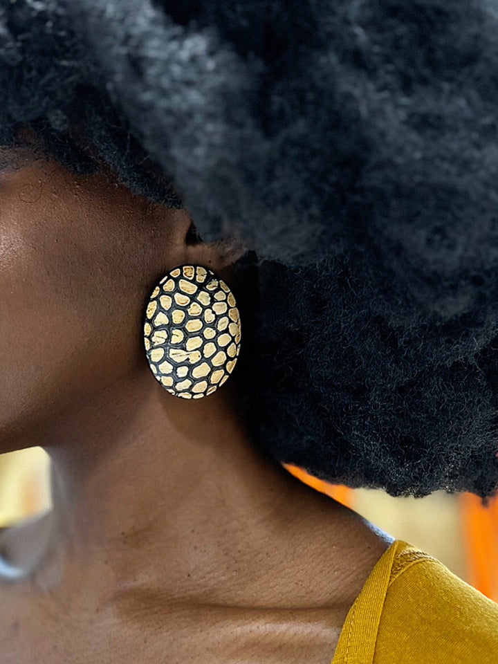 Afro Safari Horn Print Stud Earrings