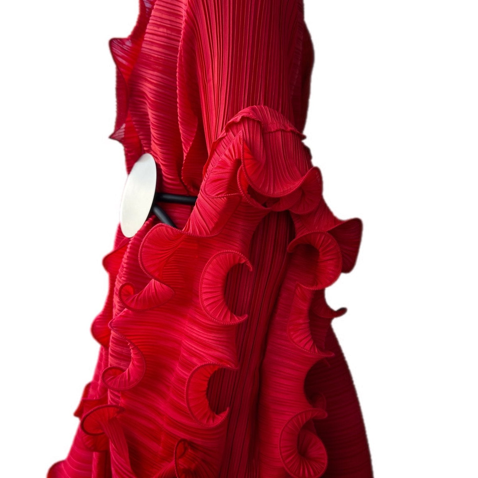 Pleated Vine Sleeve Dress with Belt - Trufacebygrace