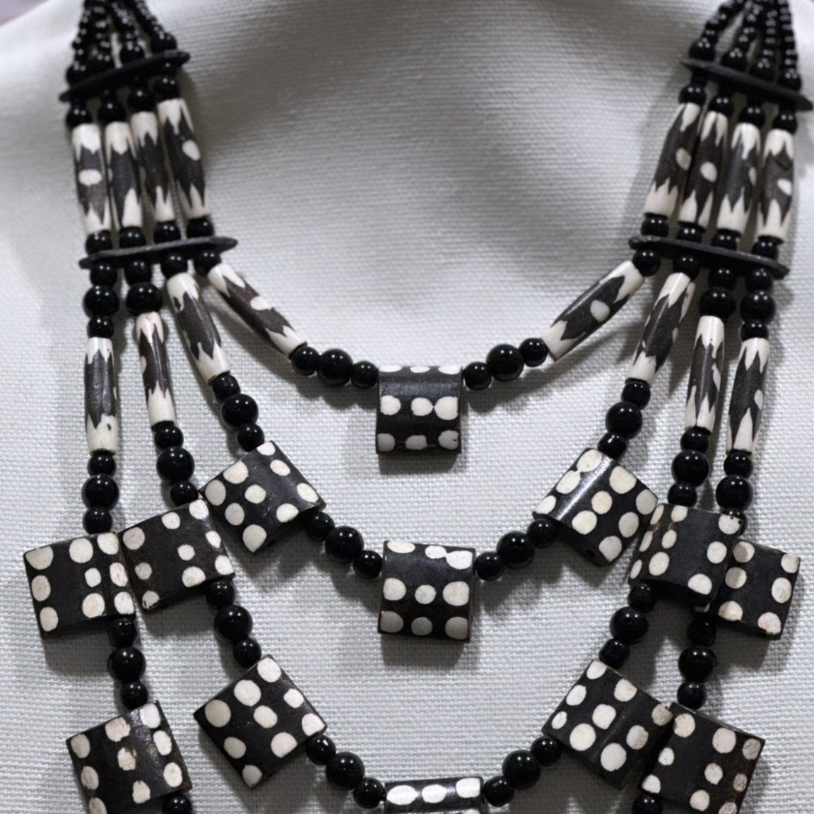 Polka Dot Batik Bone multi strand Necklace - Trufacebygrace