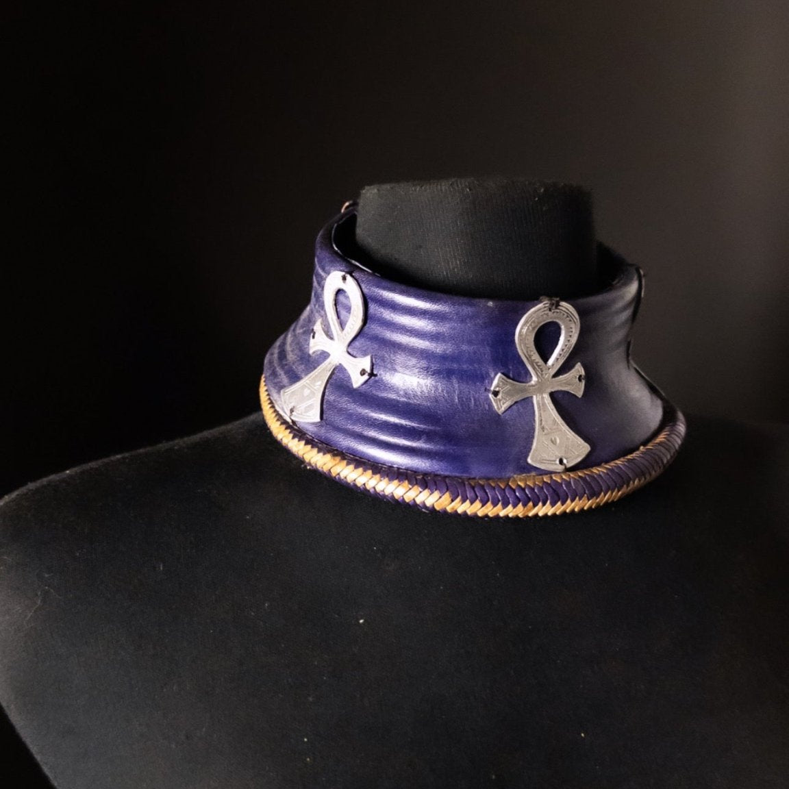 Premium Okoye Adinkra Leather Choker with Brass Accents - Trufacebygrace
