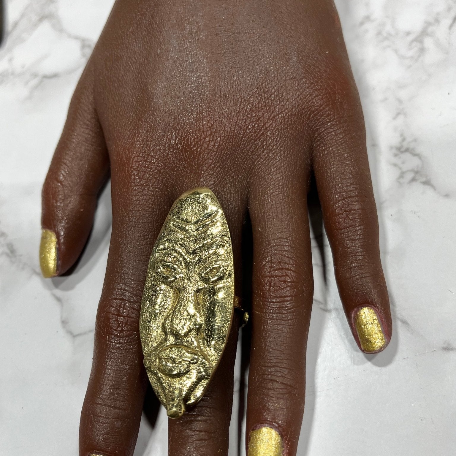 Proud Face Brass Ring and Bracelet Set - Trufacebygrace