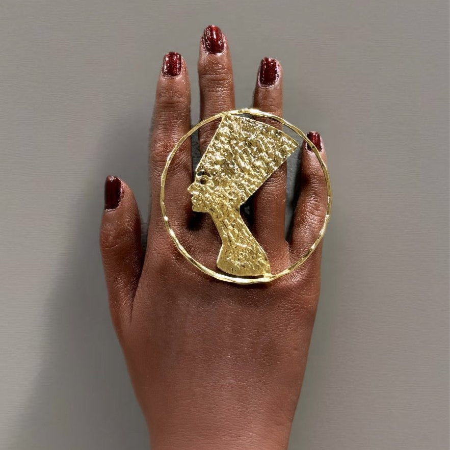 Queen Nefertiti Statement Brass Ring - Trufacebygrace