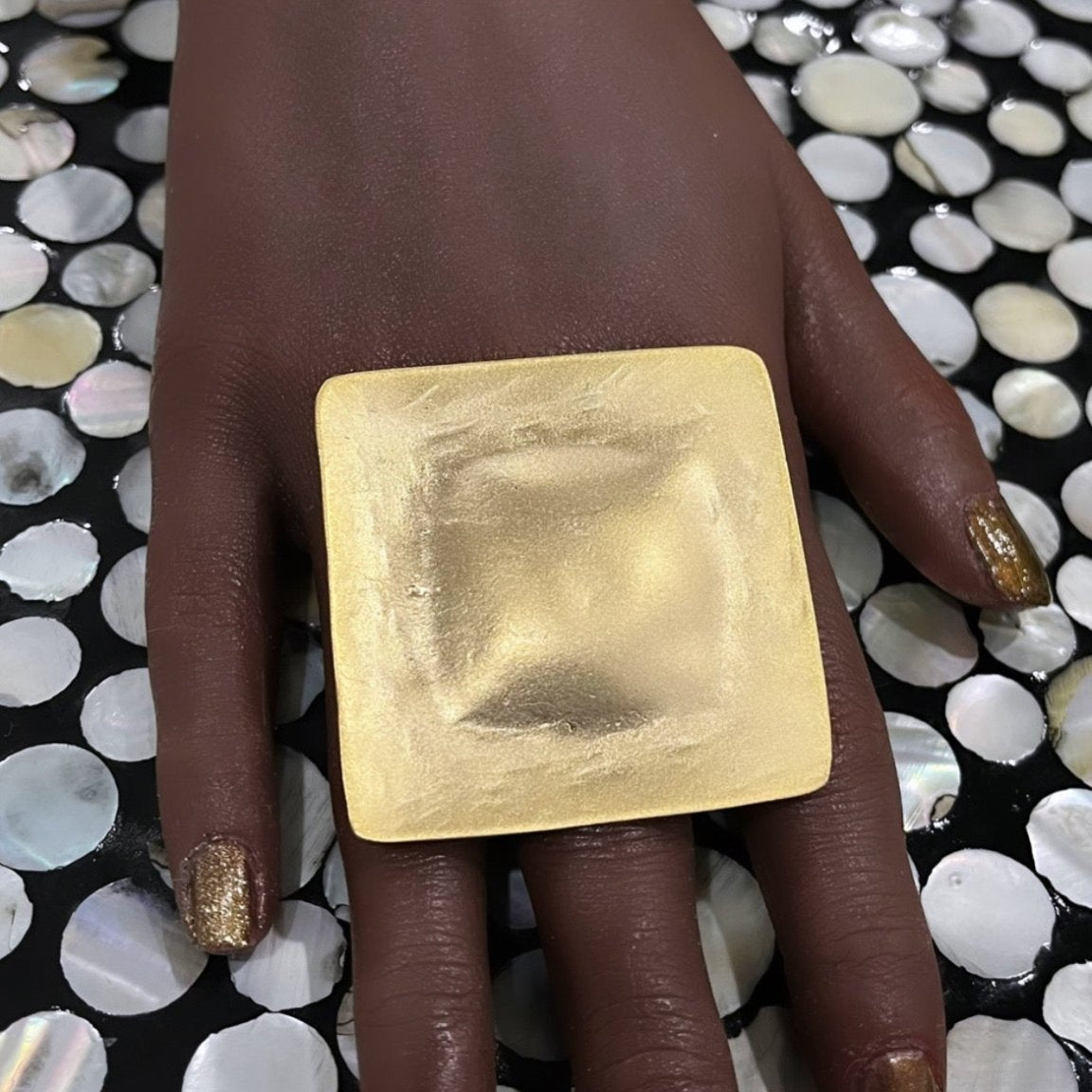 Raised Geometric silver/Gold Adjustable Ring - Trufacebygrace