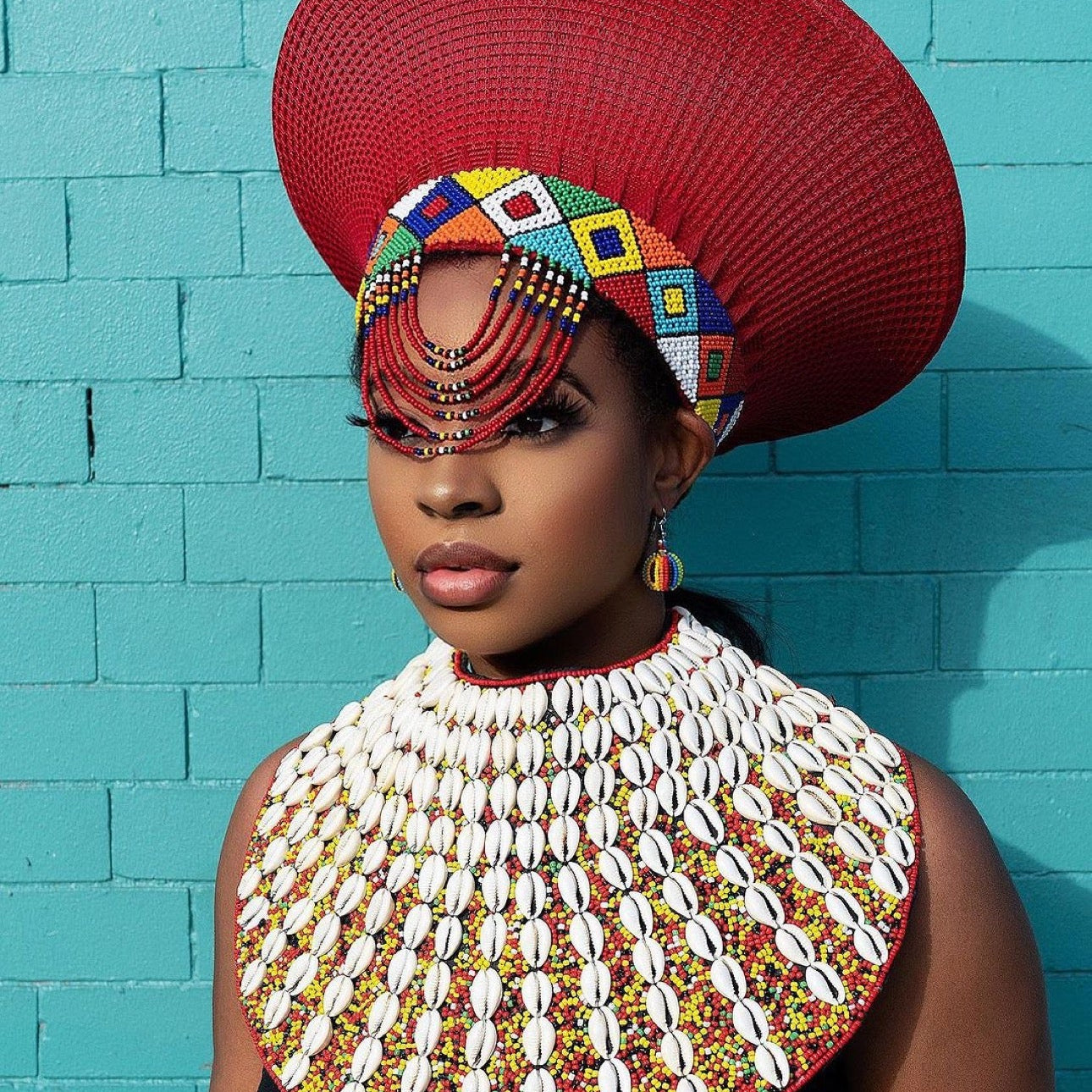 Red Beaded Zulu basket Hat - Trufacebygrace