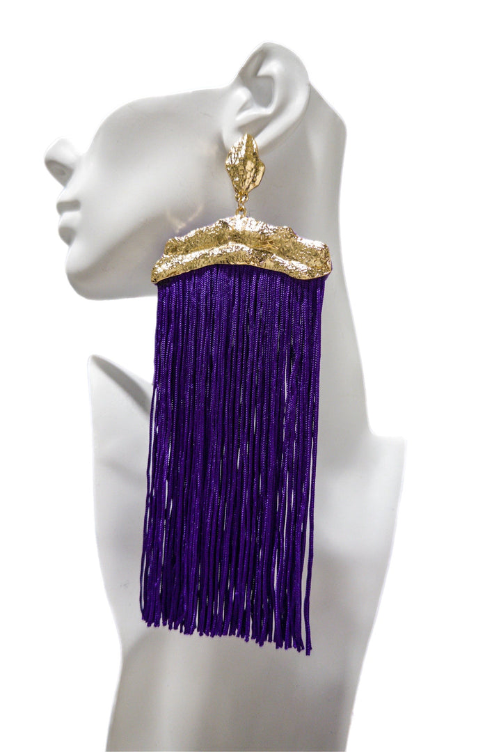 Red Extra long Fringe symphony earrings - Trufacebygrace