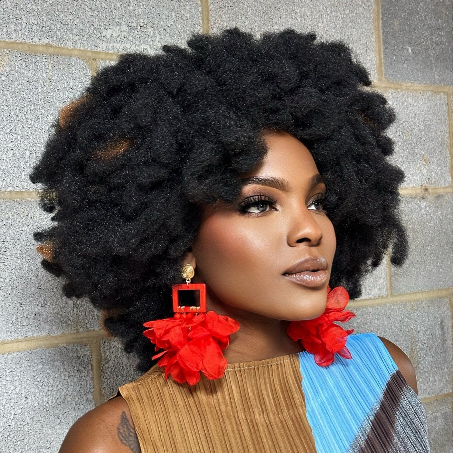 Red Flower Petals Puff Earrings - Trufacebygrace