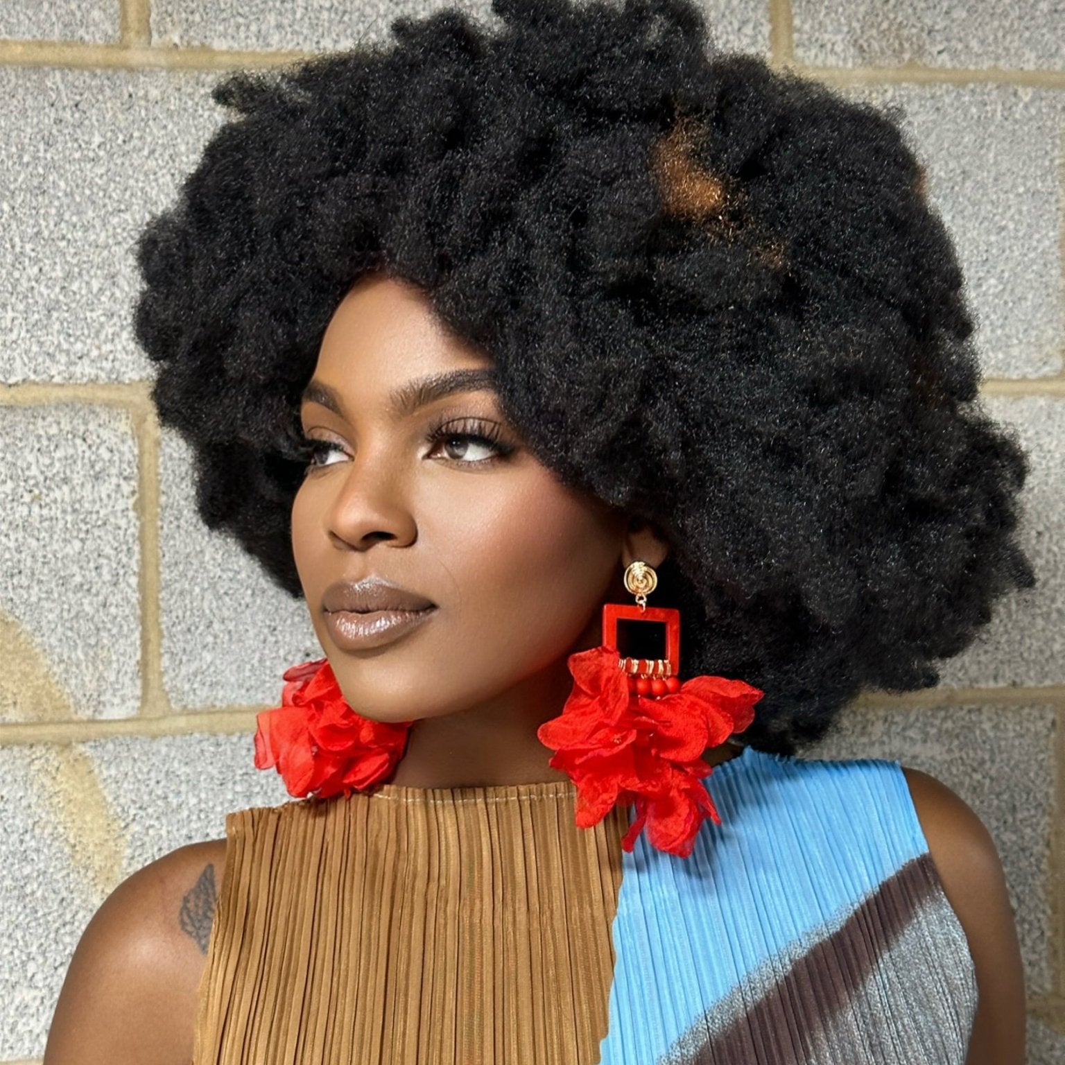 Red Flower Petals Puff Earrings - Trufacebygrace
