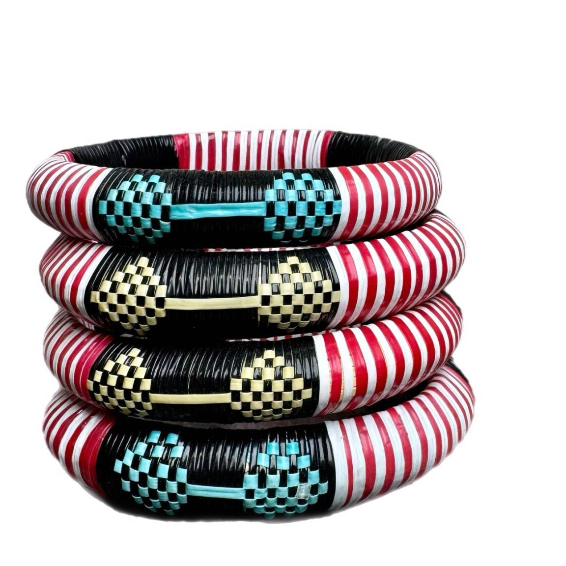 Red Woven Bangle Set - Trufacebygrace