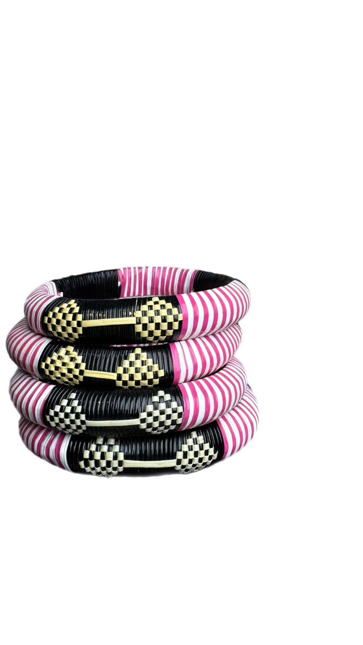 Red Woven Bangle Set - Trufacebygrace