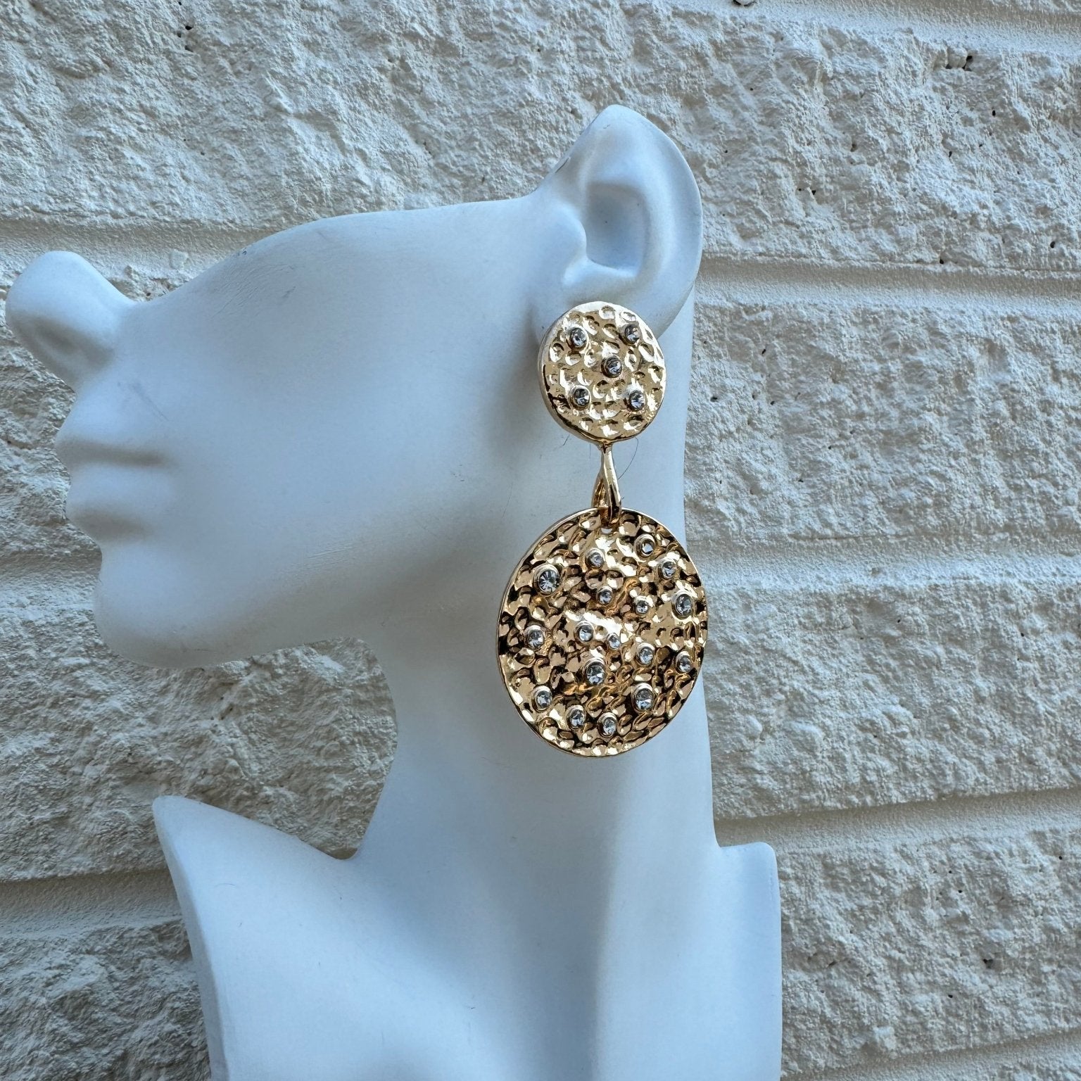 Rhinestone dots double disc Earrings - Trufacebygrace