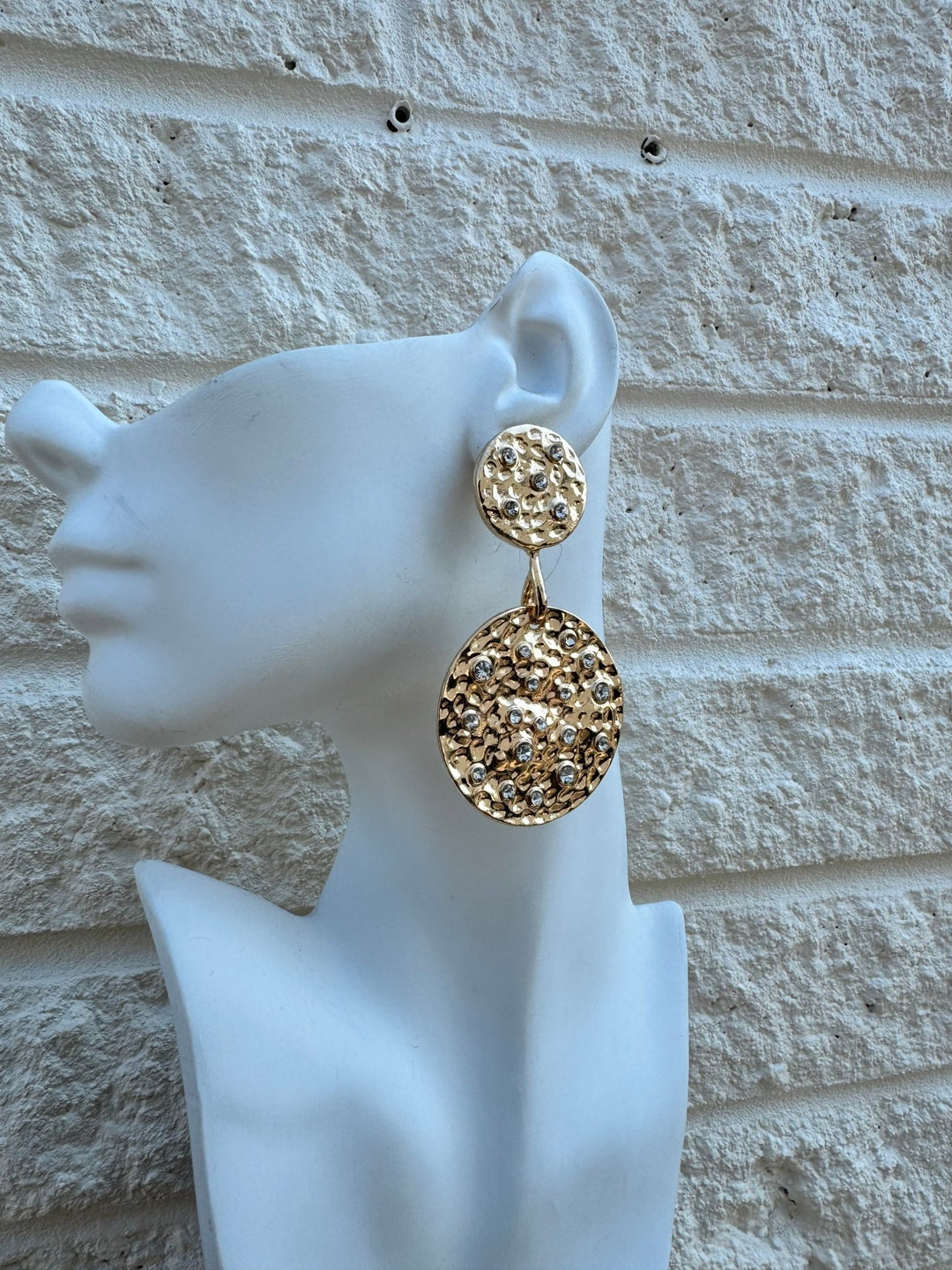Rhinestone dots double disc Earrings - Trufacebygrace