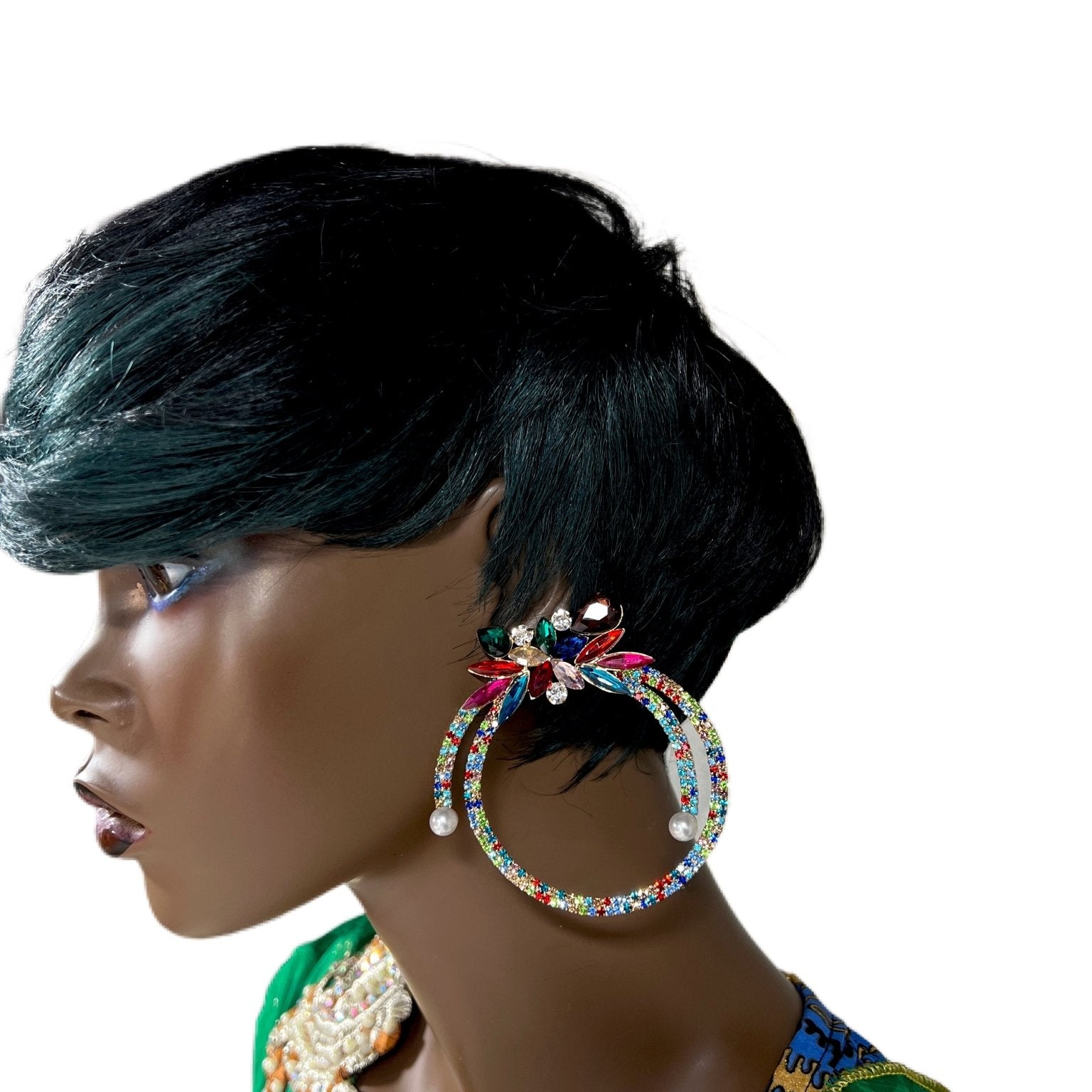 Rhinestones Flower circular Stud Earrings - Trufacebygrace