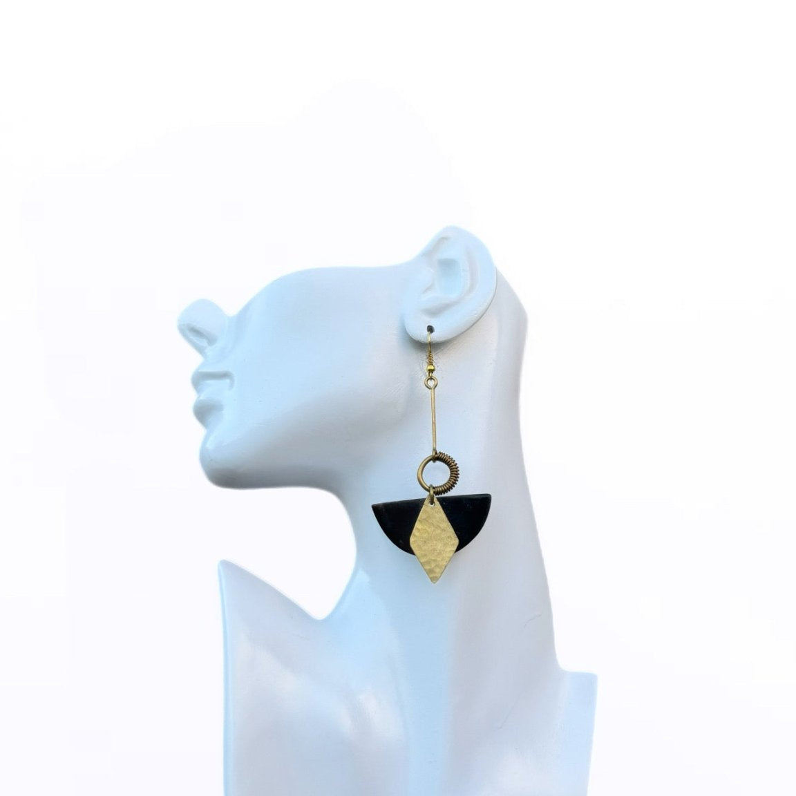 Safi Horn & Brass Dangle Earrings - Trufacebygrace