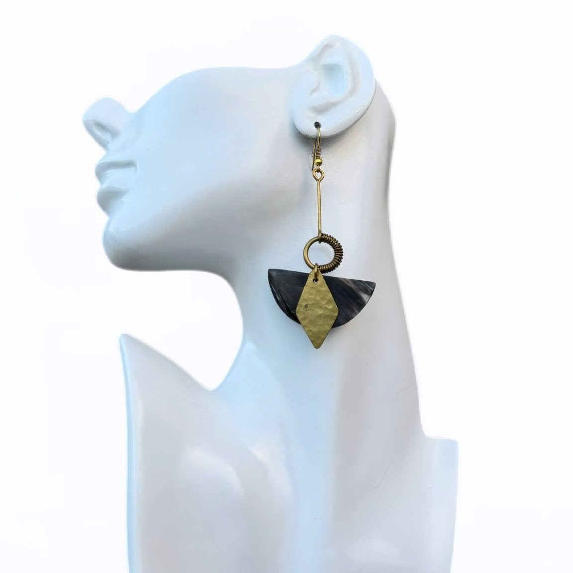 Safi Horn & Brass Dangle Earrings - Trufacebygrace