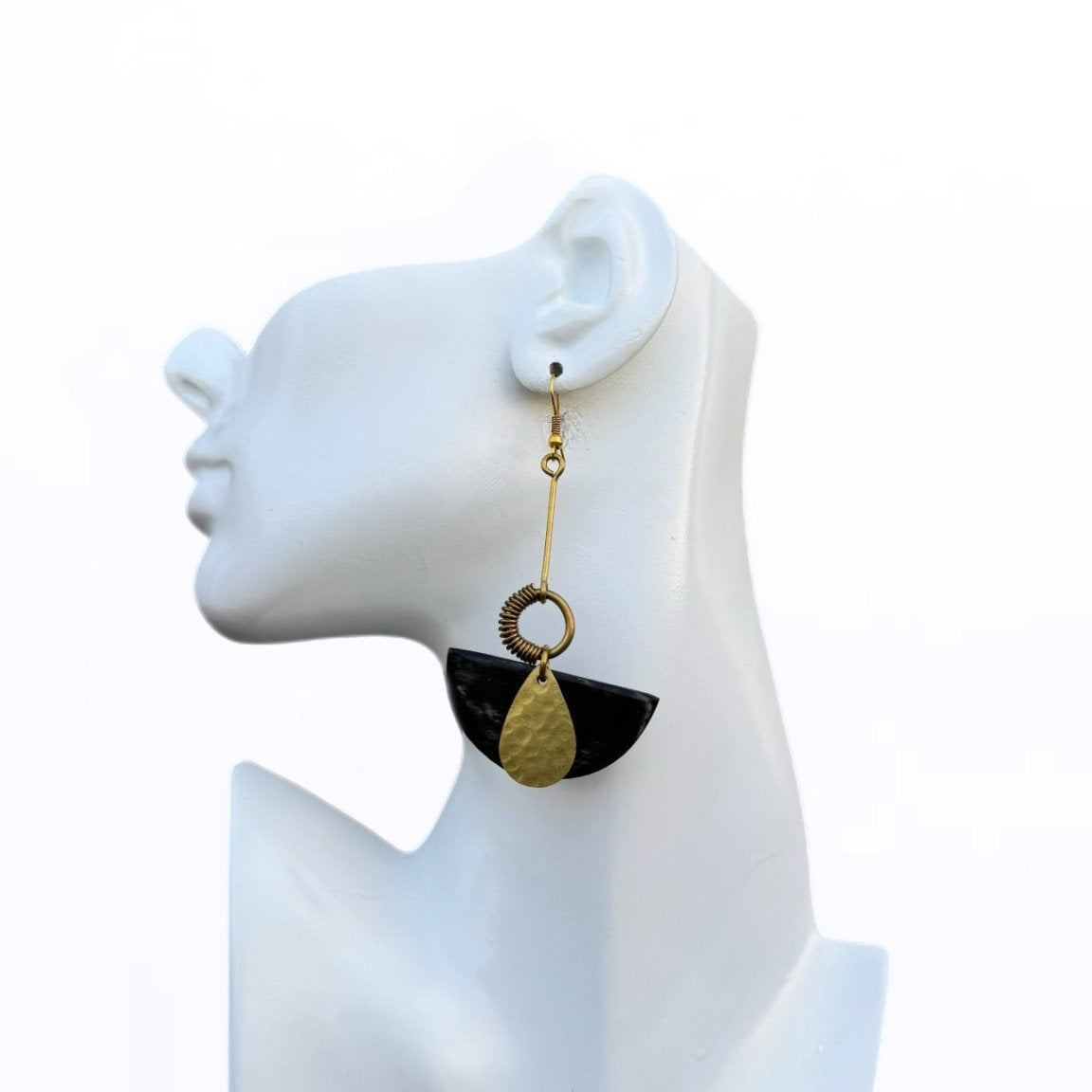 Safi Horn & Brass Dangle Earrings - Trufacebygrace