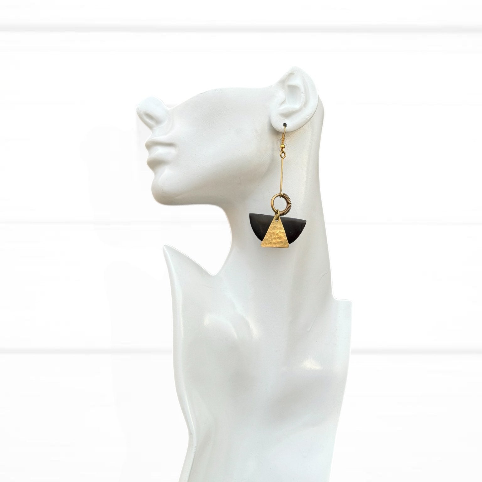 Safi Horn & Brass Dangle Earrings - Trufacebygrace
