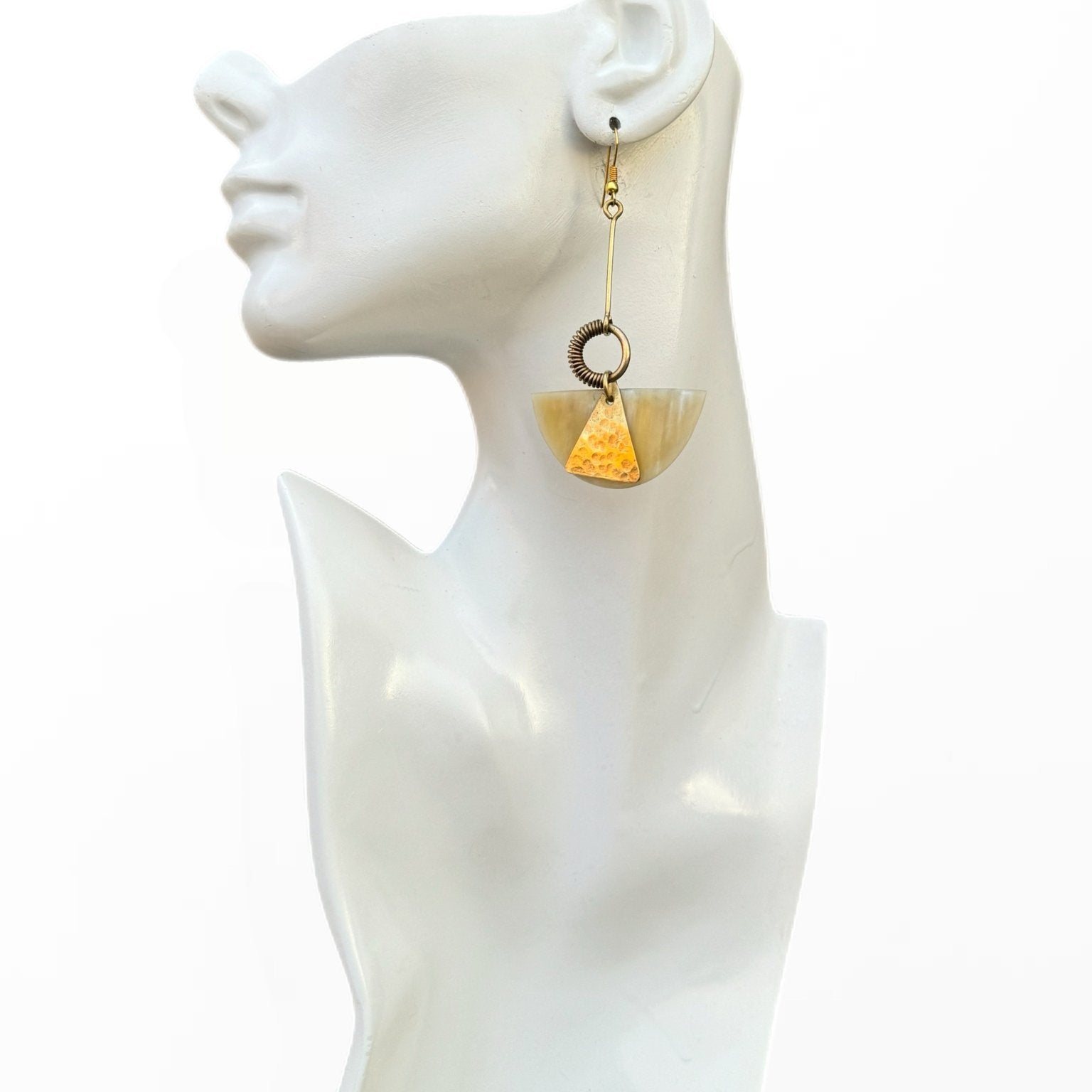 Safi Horn & Brass Dangle Earrings - Trufacebygrace