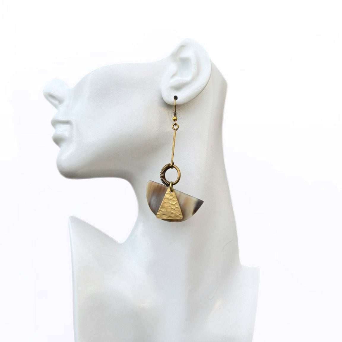 Safi Horn & Brass Dangle Earrings - Trufacebygrace