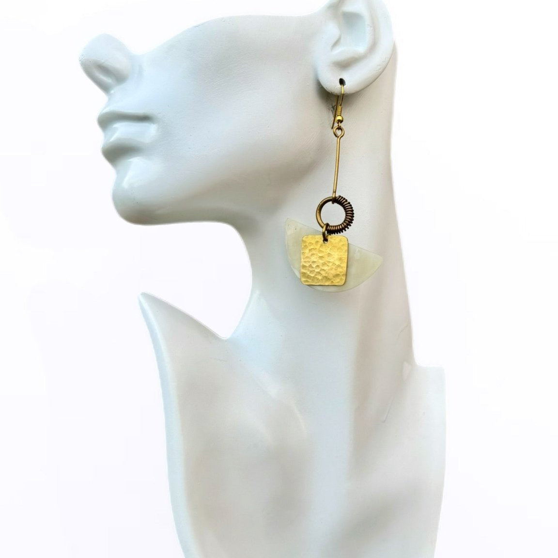 Safi Horn & Brass Dangle Earrings - Trufacebygrace