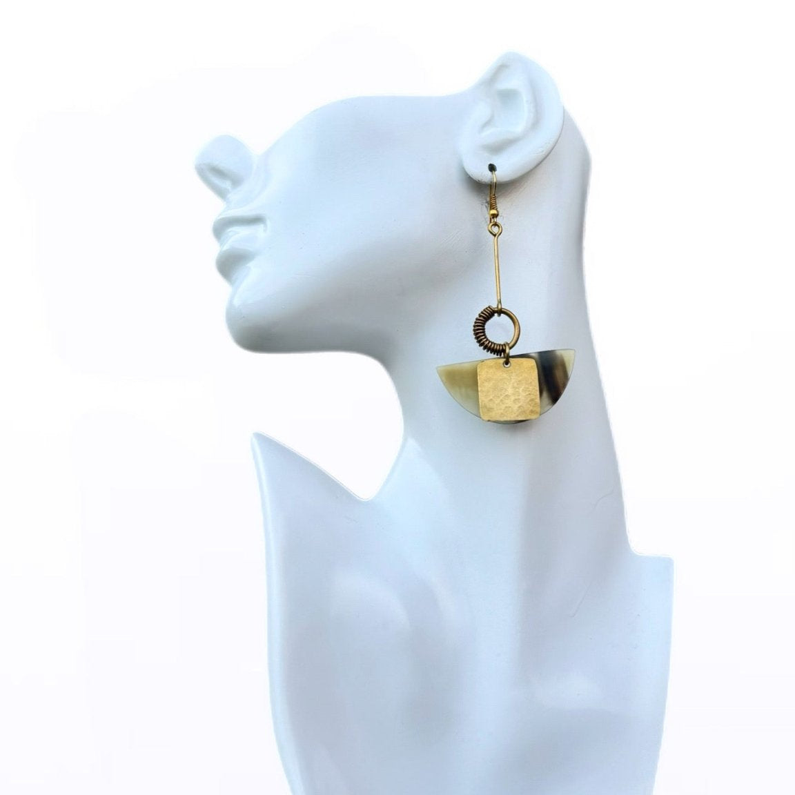 Safi Horn & Brass Dangle Earrings - Trufacebygrace