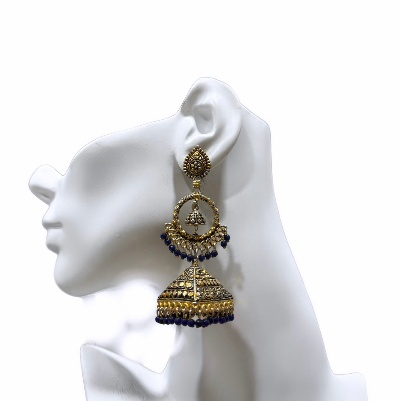 Sample: Beaded Golden Roof Jhumka Earrings - Trufacebygrace