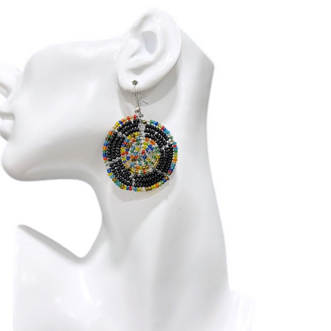 Sample : Black/ Multi Beaded Circle Earrings - Trufacebygrace