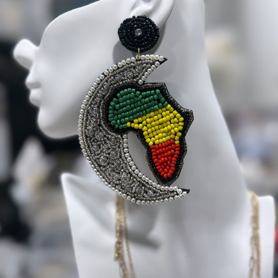 Sample: Half - Moon Afrique Beaded Earring - Trufacebygrace