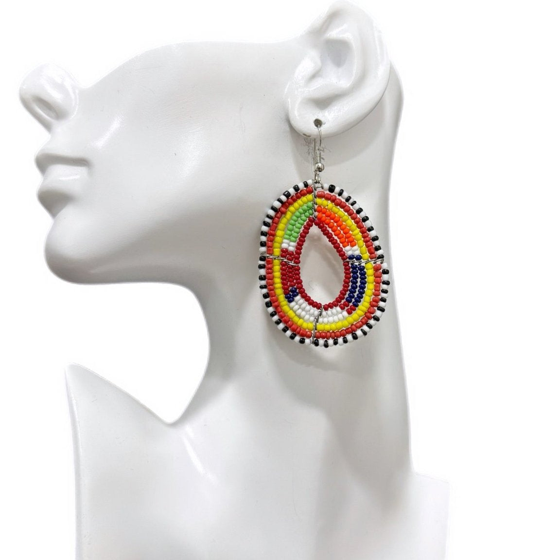 Sample : Multi Beaded Oval Earrings - Trufacebygrace