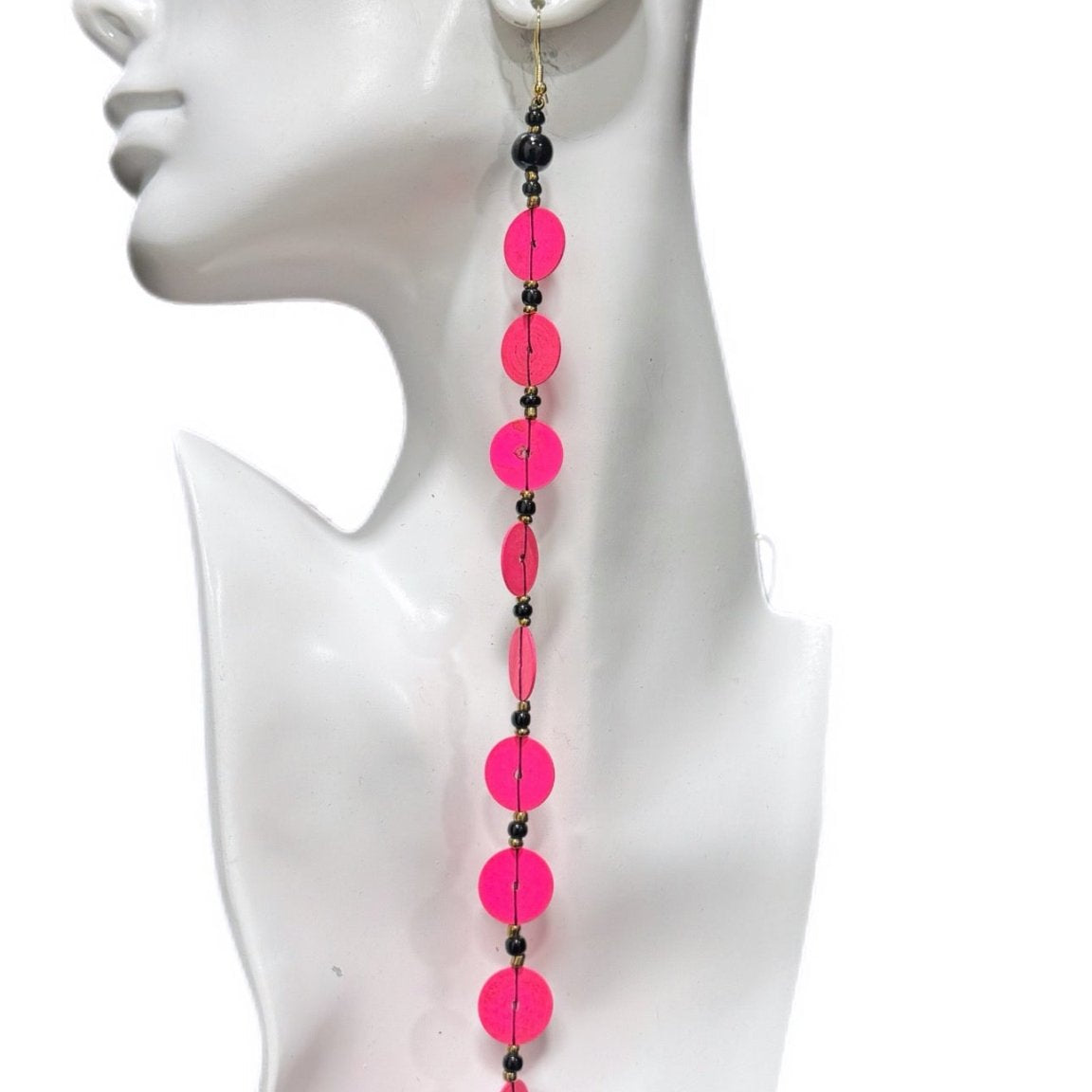 Sample : Vinyl Disc and Beads Earrings - Trufacebygrace
