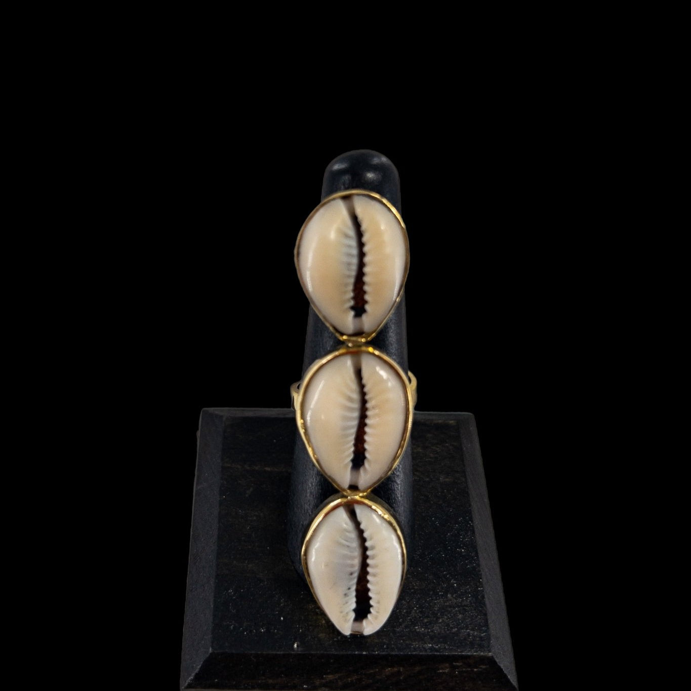 Savannah cowry and brass statement ring - Trufacebygrace