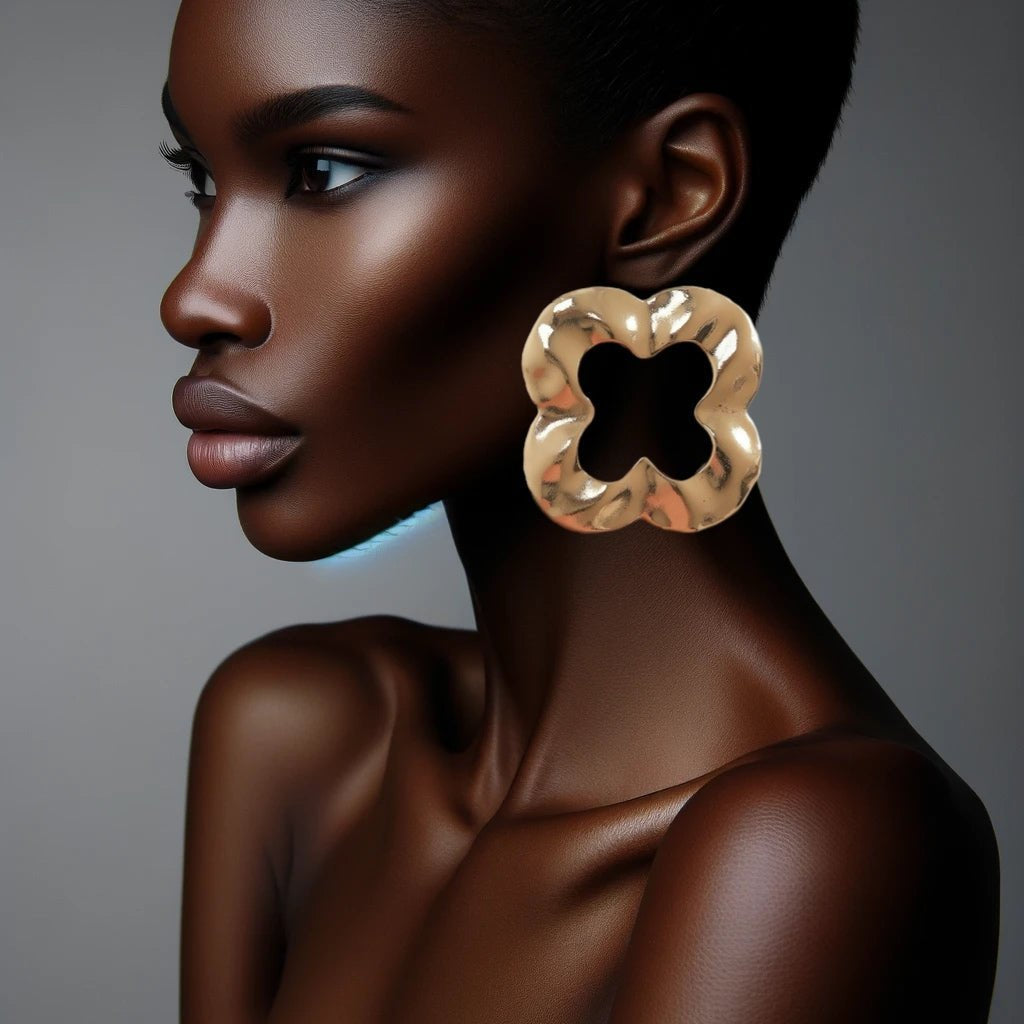Scalloped Square Oversized Earrings - Trufacebygrace