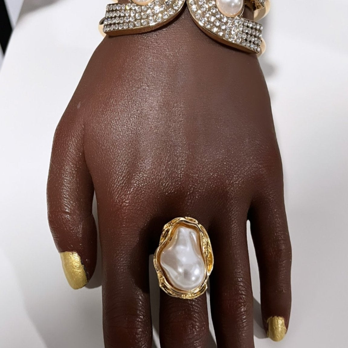 Shada rhinestone and pearl rhinestone bracelet/bangle - Trufacebygrace
