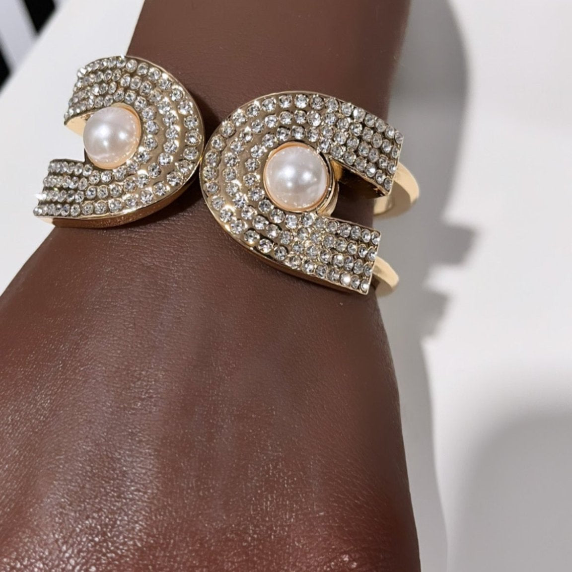 Shada rhinestone and pearl rhinestone bracelet/bangle - Trufacebygrace