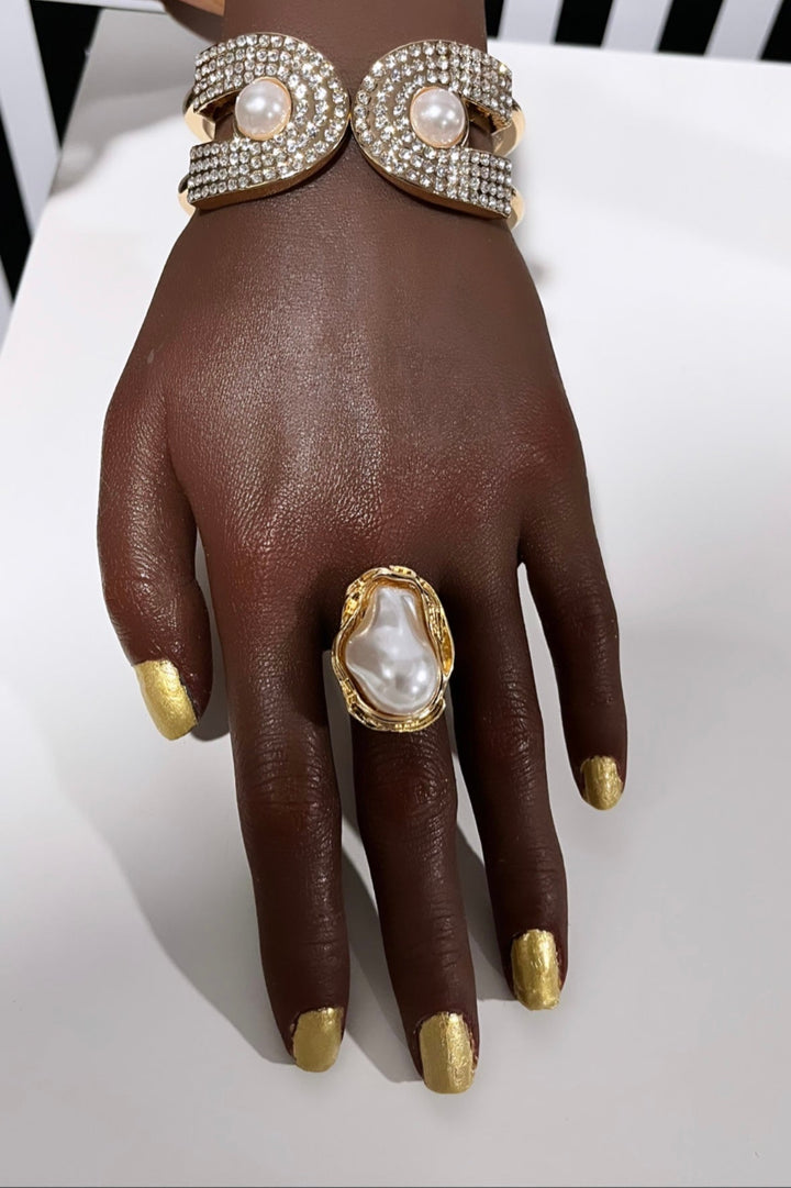 Shada rhinestone and pearl rhinestone bracelet/bangle - Trufacebygrace