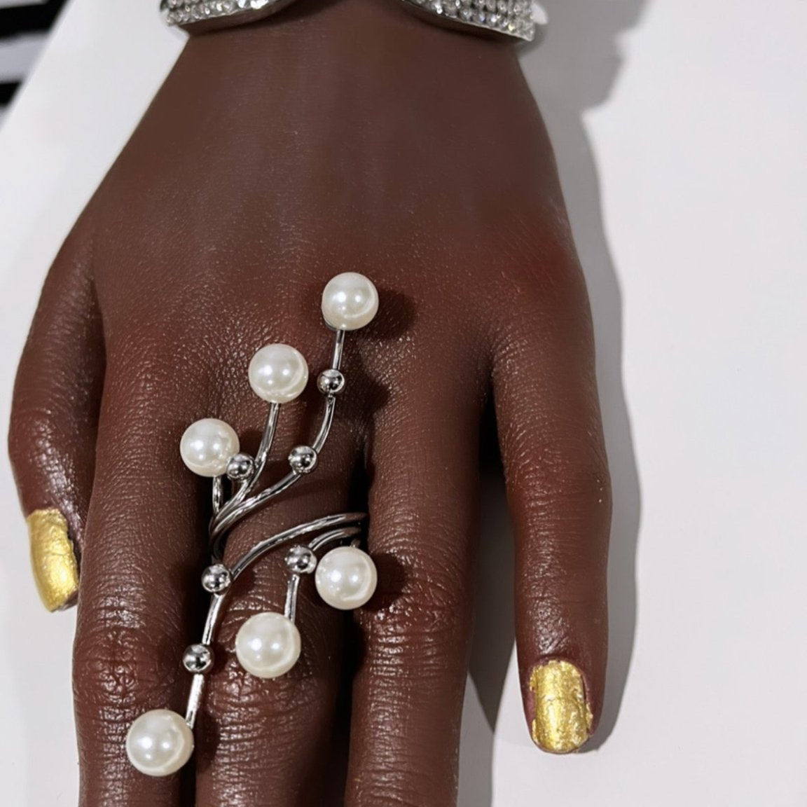 Shada rhinestone and pearl rhinestone bracelet/bangle - Trufacebygrace