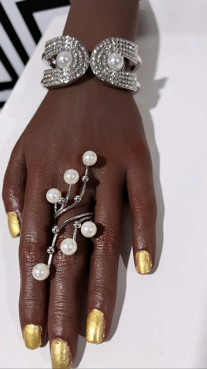 Shada rhinestone and pearl rhinestone bracelet/bangle - Trufacebygrace
