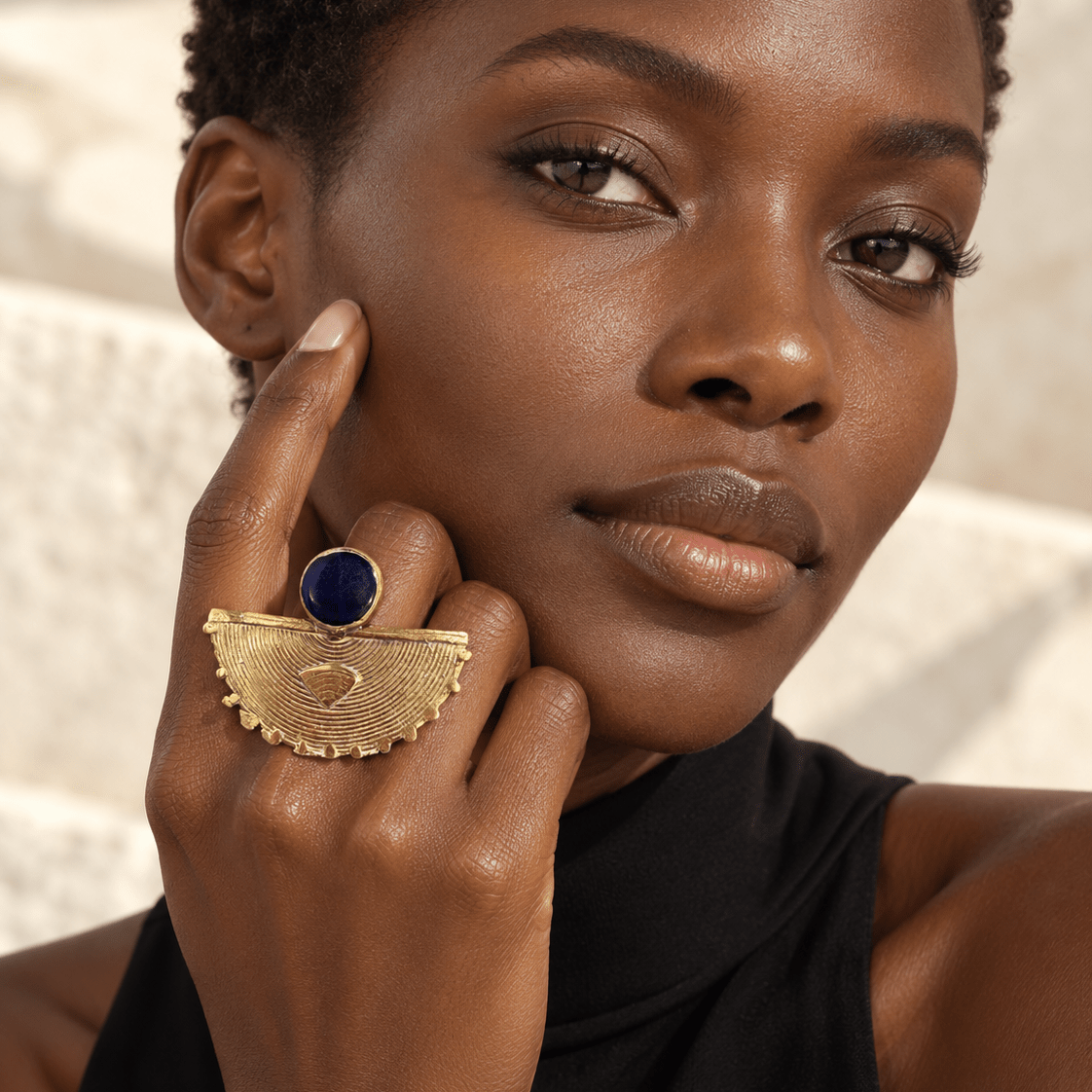 Sika Arc Adjustable Brass Ring - Trufacebygrace