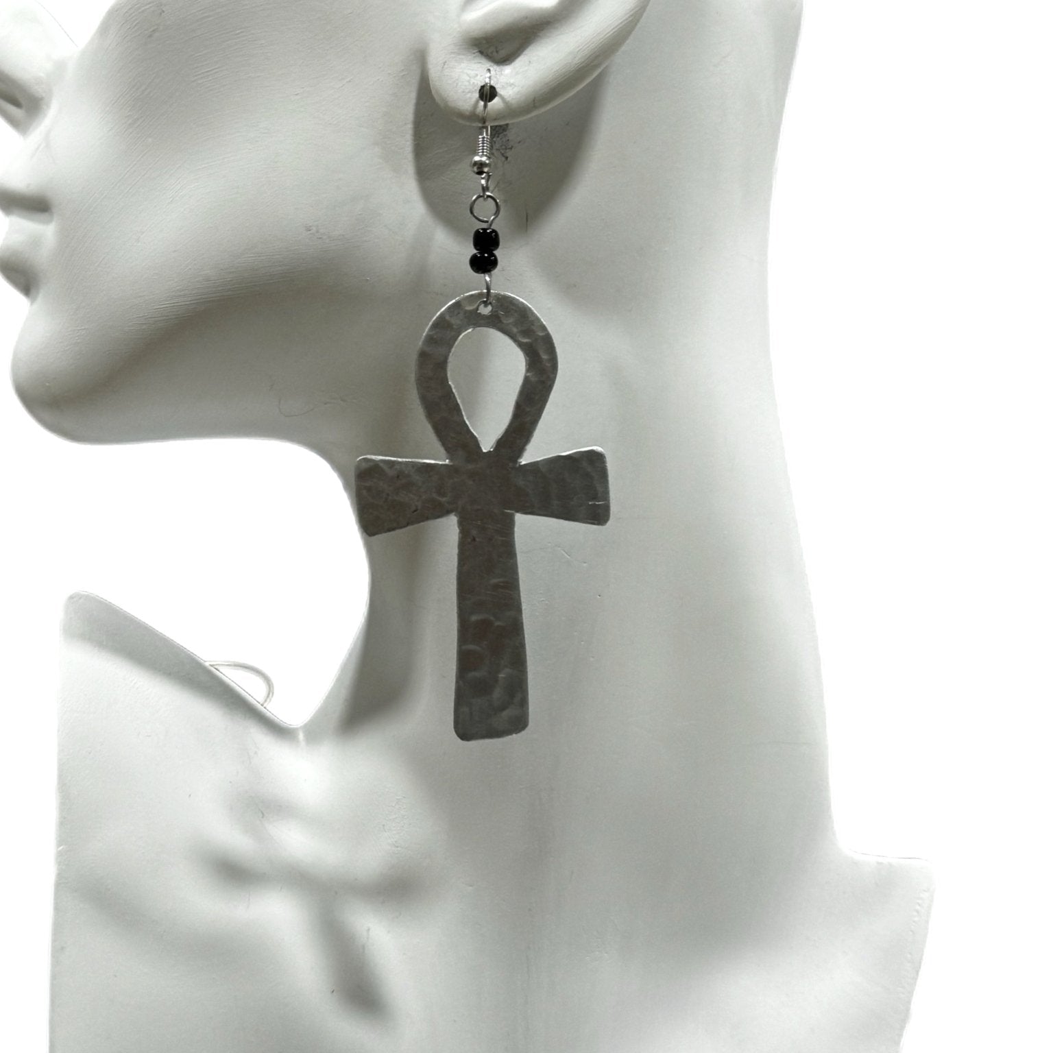 Silver Ankh Brass Dangling Earrings - Trufacebygrace